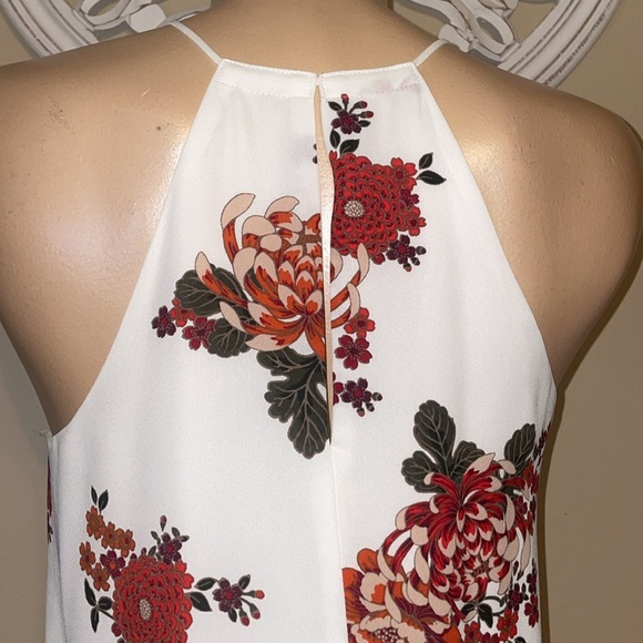 Express women’s medium 8 10 top blouse white red Floral print reversible - Picture 4 of 10